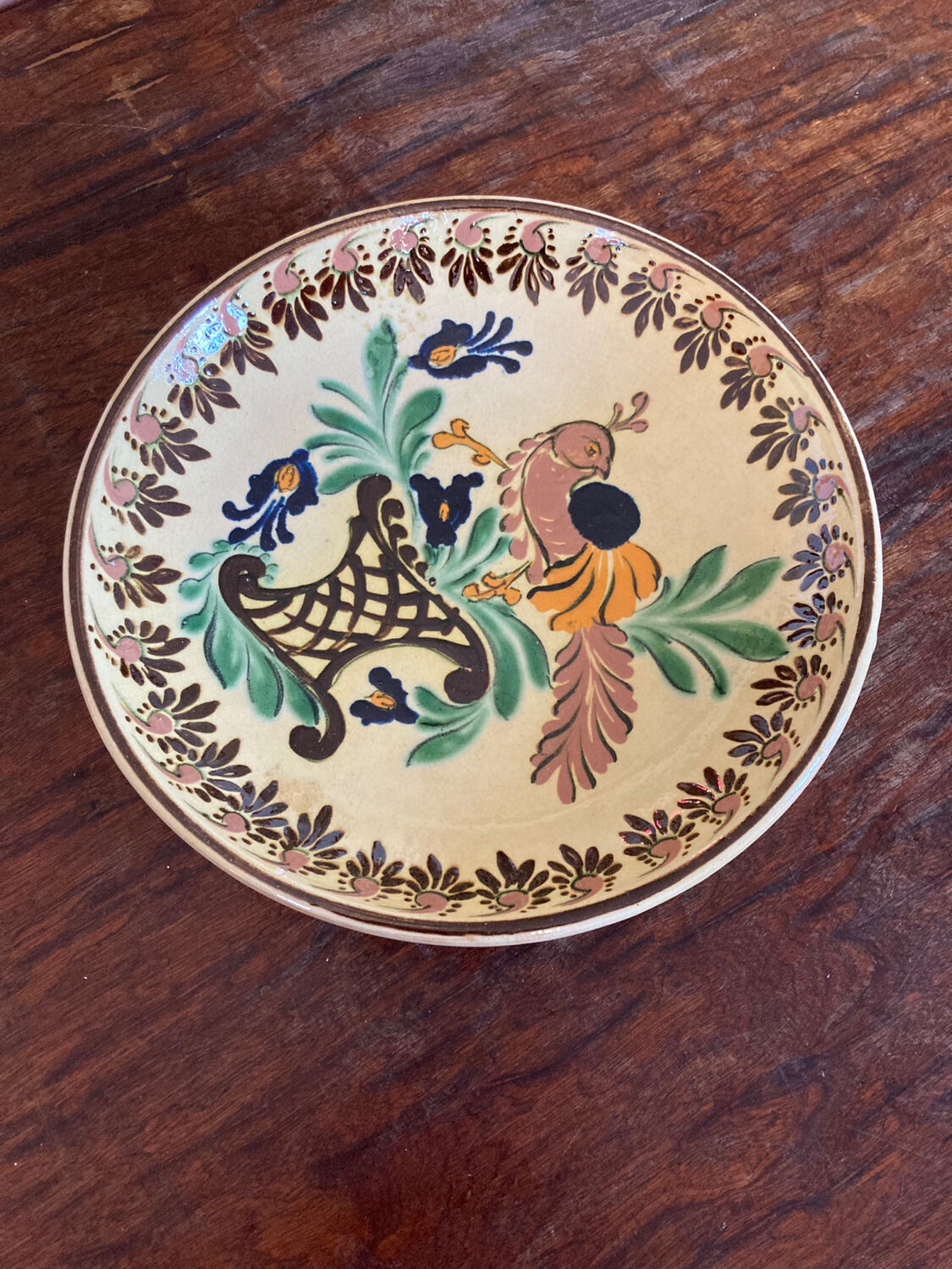 Alsatian artisanal ceramic dish diam 30 cm Soufflenheim H Siegfried