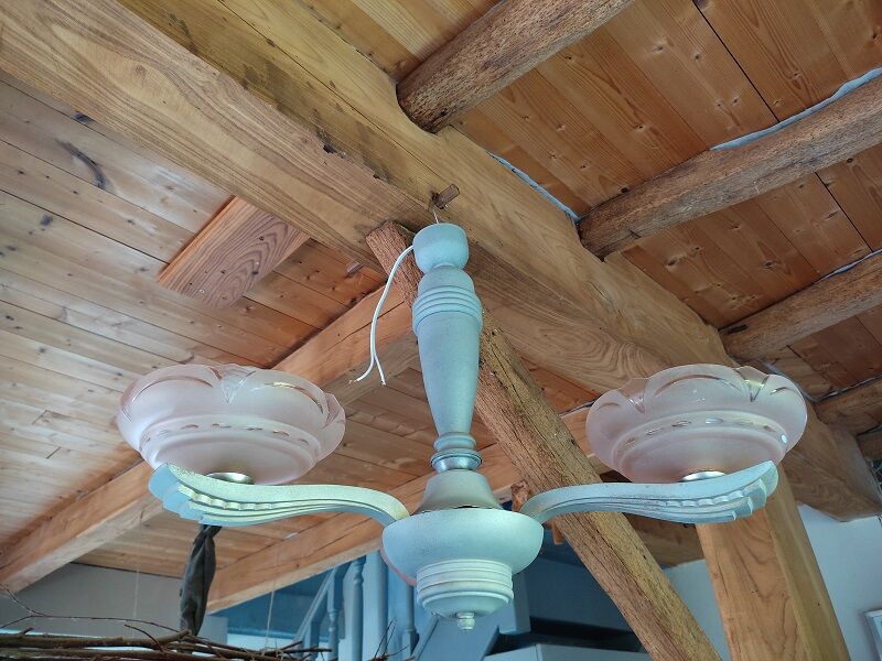 Chandelier support cast iron metal globe tulip pink glass DP 0822161