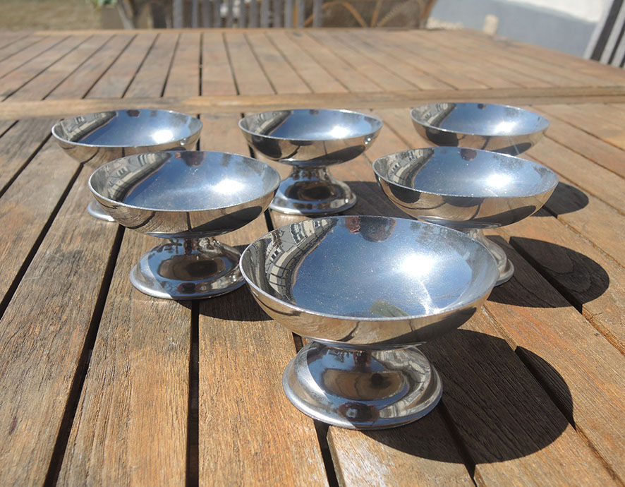 6 old ice cups / stainless steel sorbet