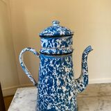Vintage blue speckled enamel coffee maker