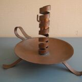 old pig tail rat cave copper candle holder