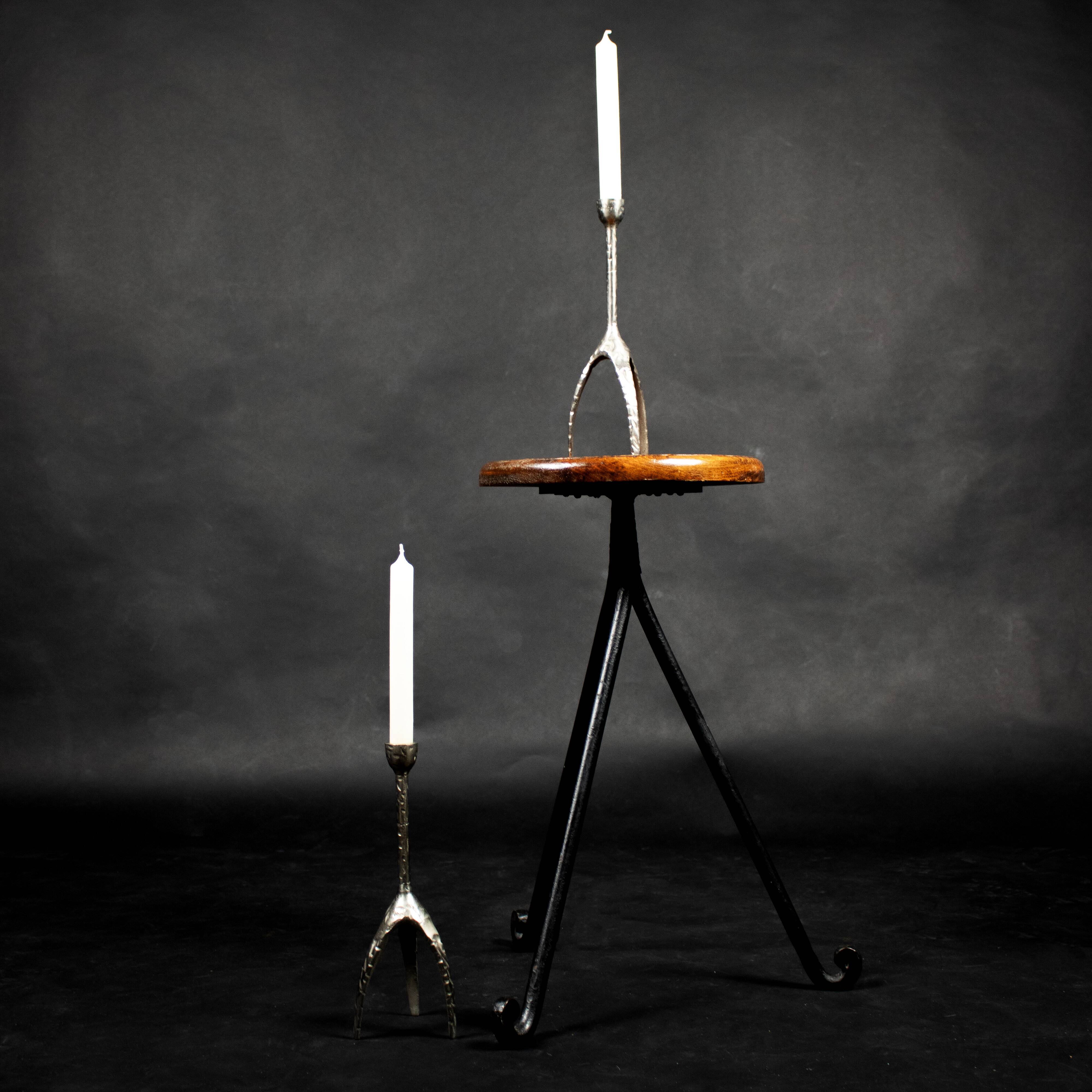 Vintage design hammered brutalist candle holders