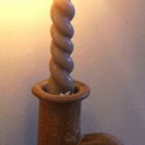 Marbled stoneware candlestick with vintage handle