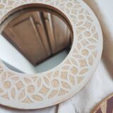 Stoneware mirror with sgraffito decoration