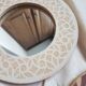 Stoneware mirror with sgraffito decoration
