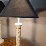 pair of patinated ceramic column bedside lamps, classic 50x30 cm