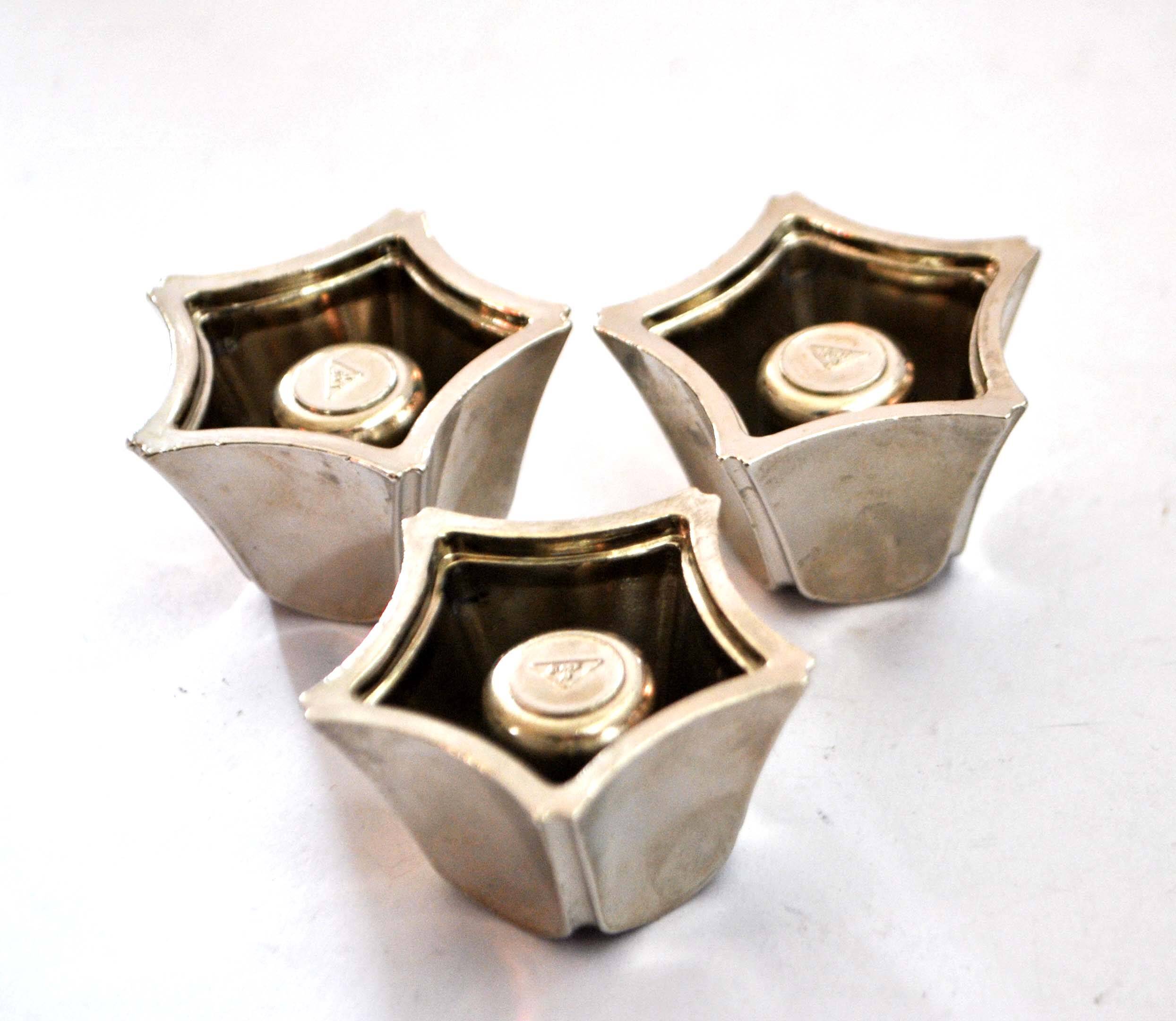 Set of 3 DESIGN BMF modular candle holders in silver metal 1970