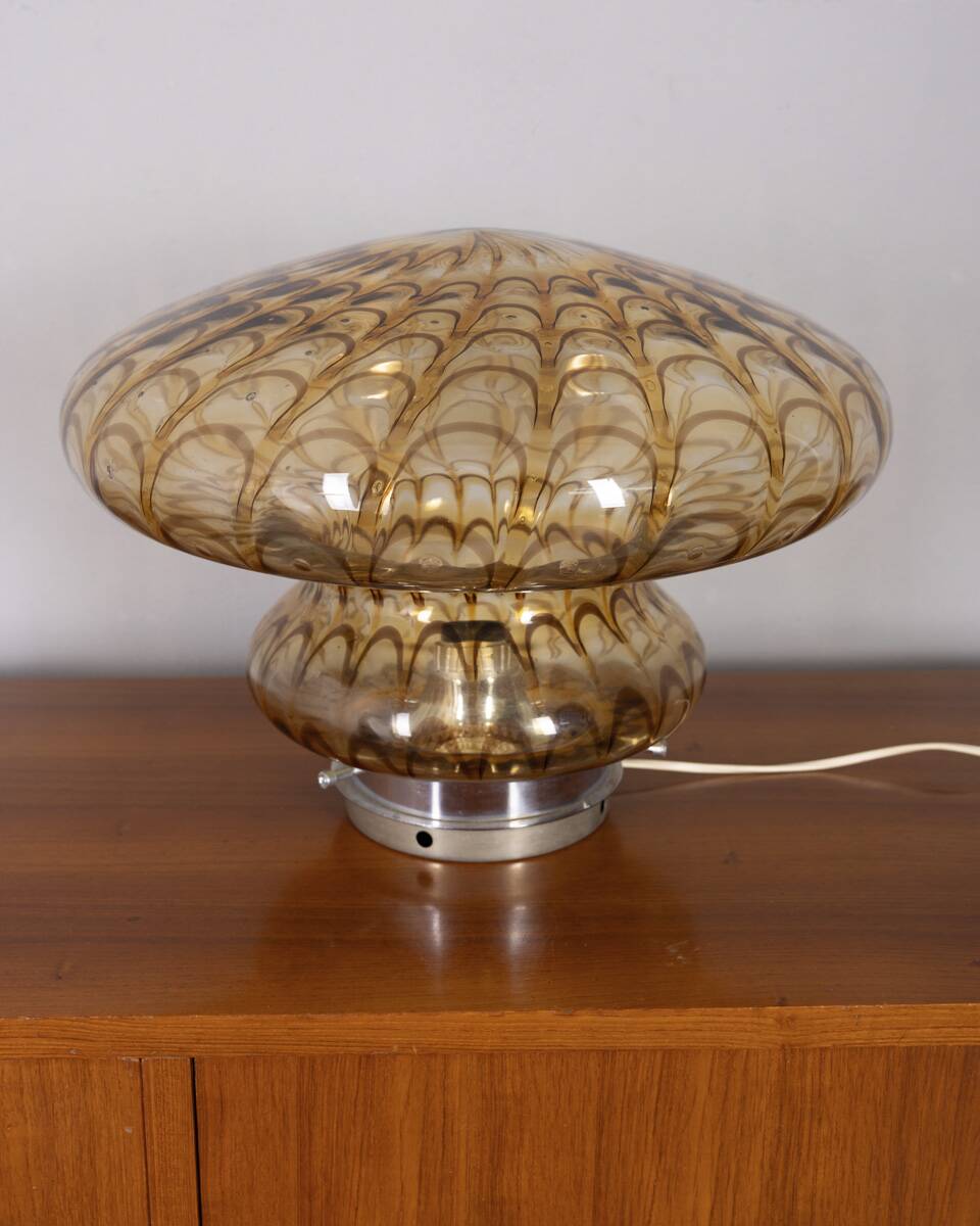 Vintage 1970s amber murano glass table lamp, italian design