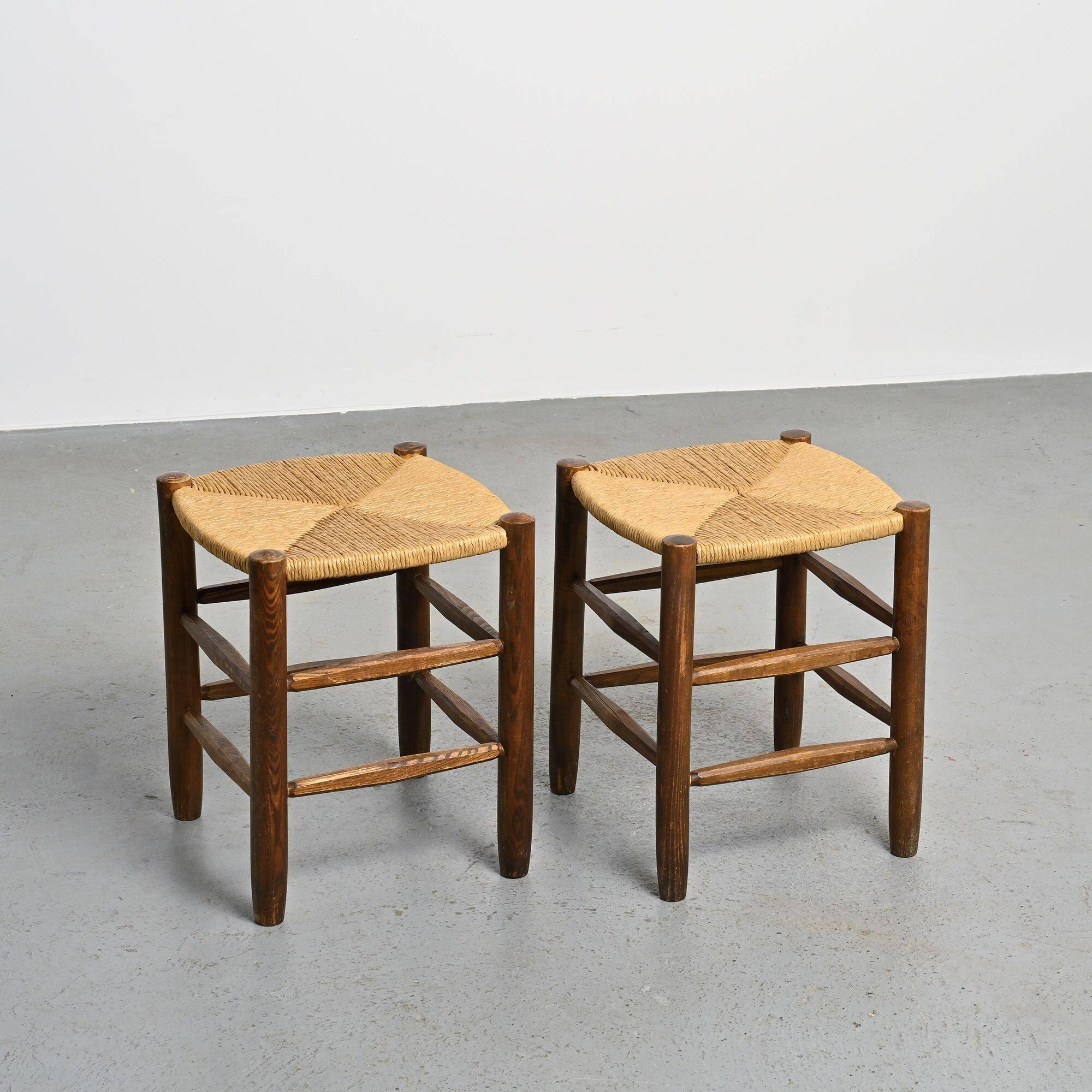 Pair of Bauche stools by Charlotte Perriand, Maison Sentou, circa 1950