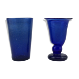 Batch glass bubble of biot blue foot and cup