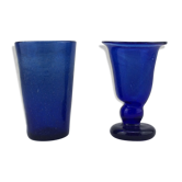 Batch glass bubble of biot blue foot and cup
