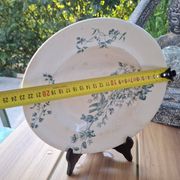 Old set of 2 terre de fer longwy dishes – bird and flower decoration