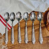 Set of 6 silver-plated fleur-de-lys dessert spoons