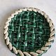 Woven green ceramic trivet in Vallauris style