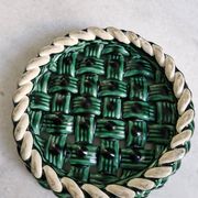 Dessous de plat en céramique tressée verte style Vallauris