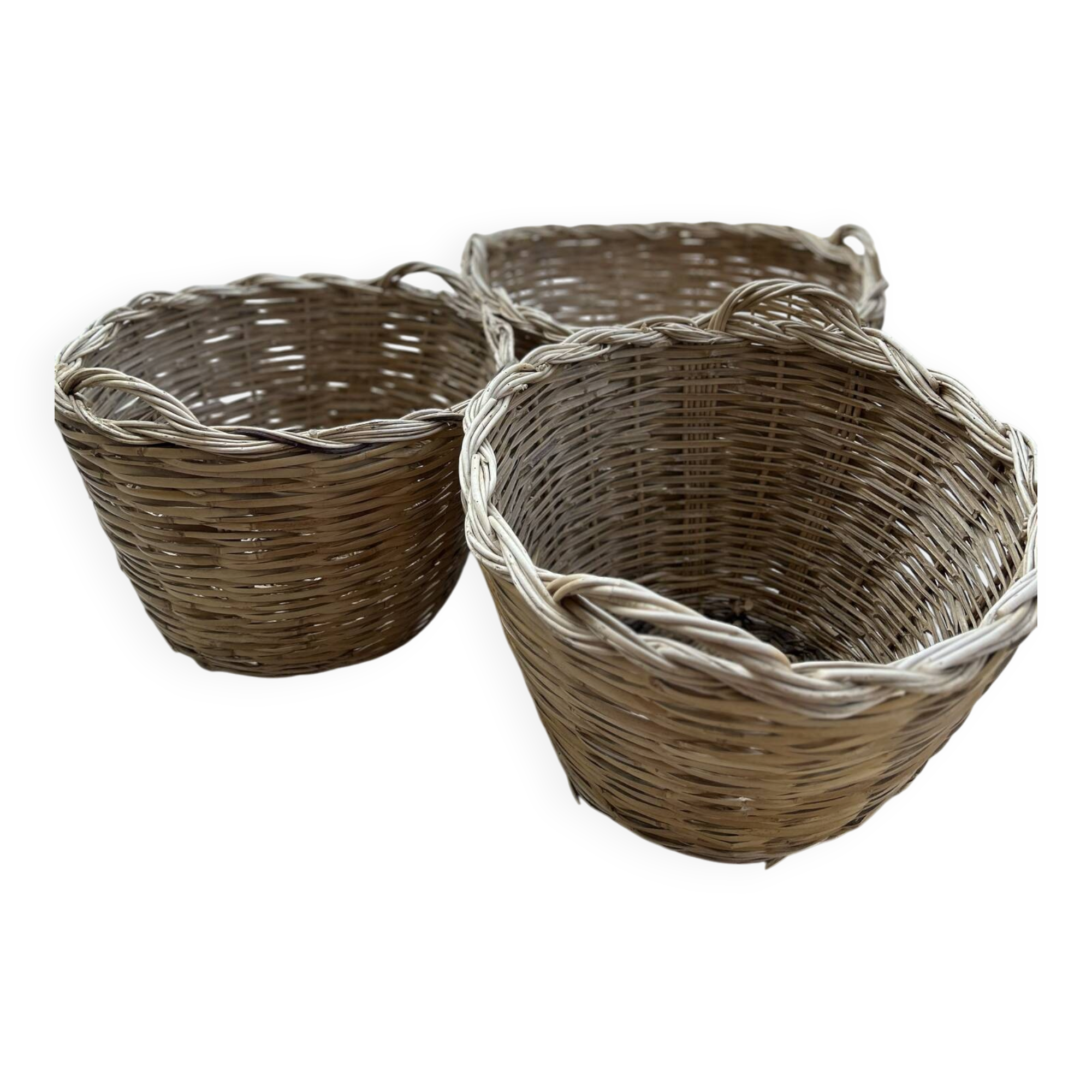 Panier malle rangement vintage osier tressé