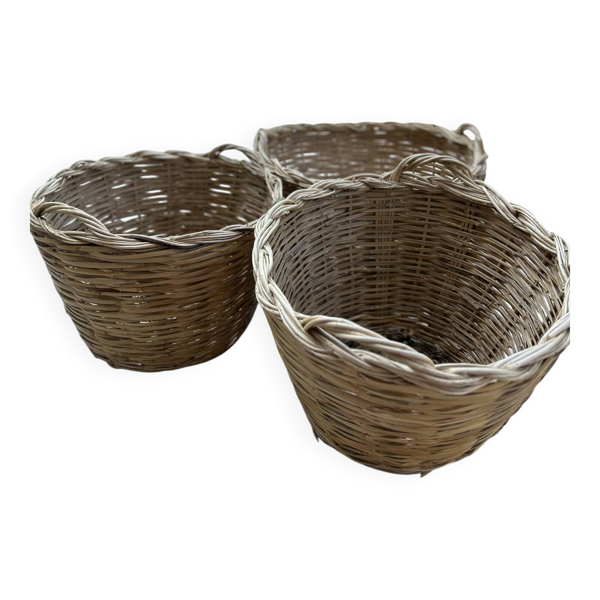 Panier malle rangement vintage osier tressé