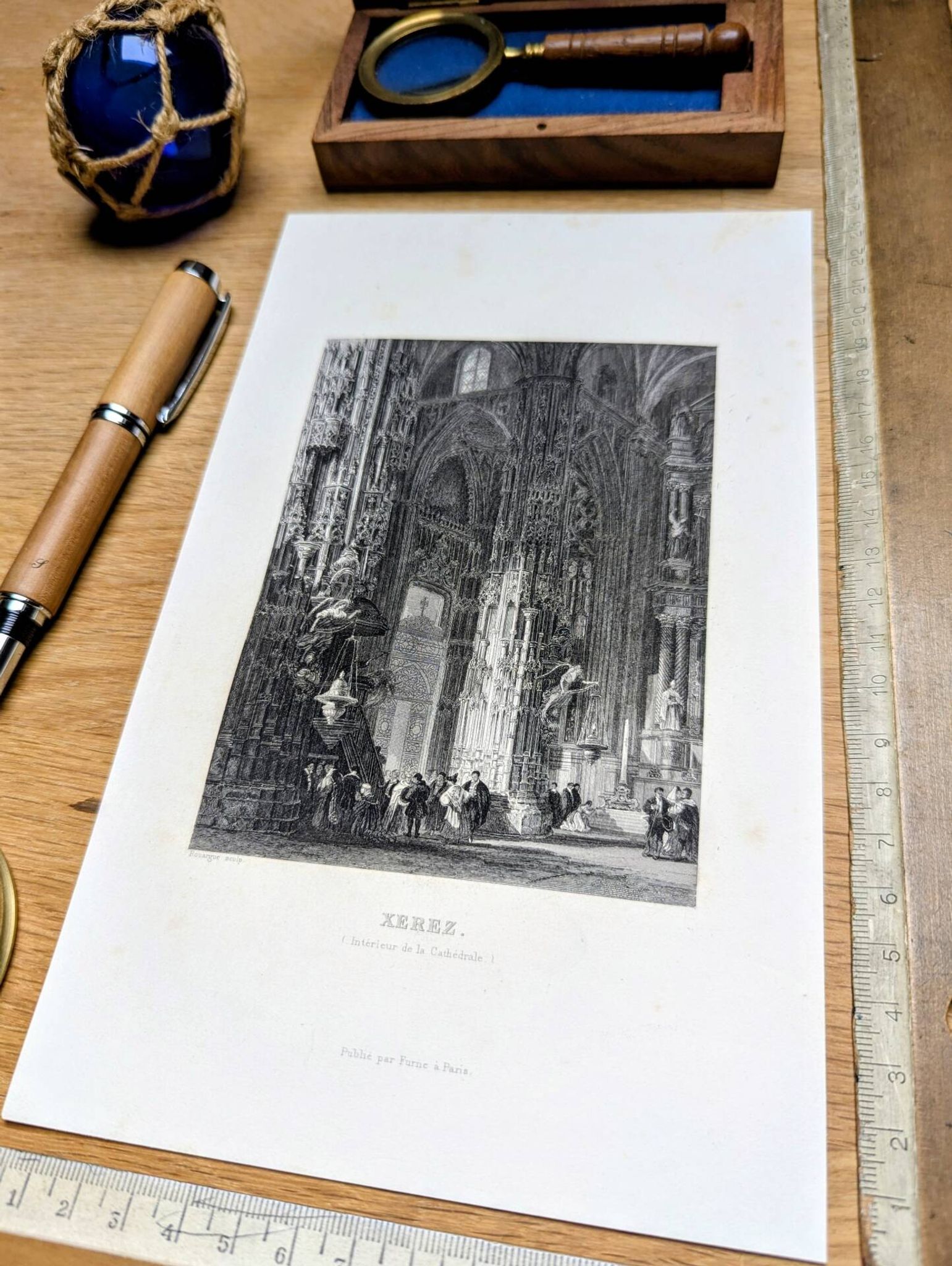 Cathedral of Xerez, vintage engraving, printed in 1841.