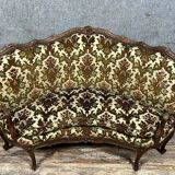 Rare Banquette d'angle / caqueteuse style Louis XV en bois sculpté époque XIXeme