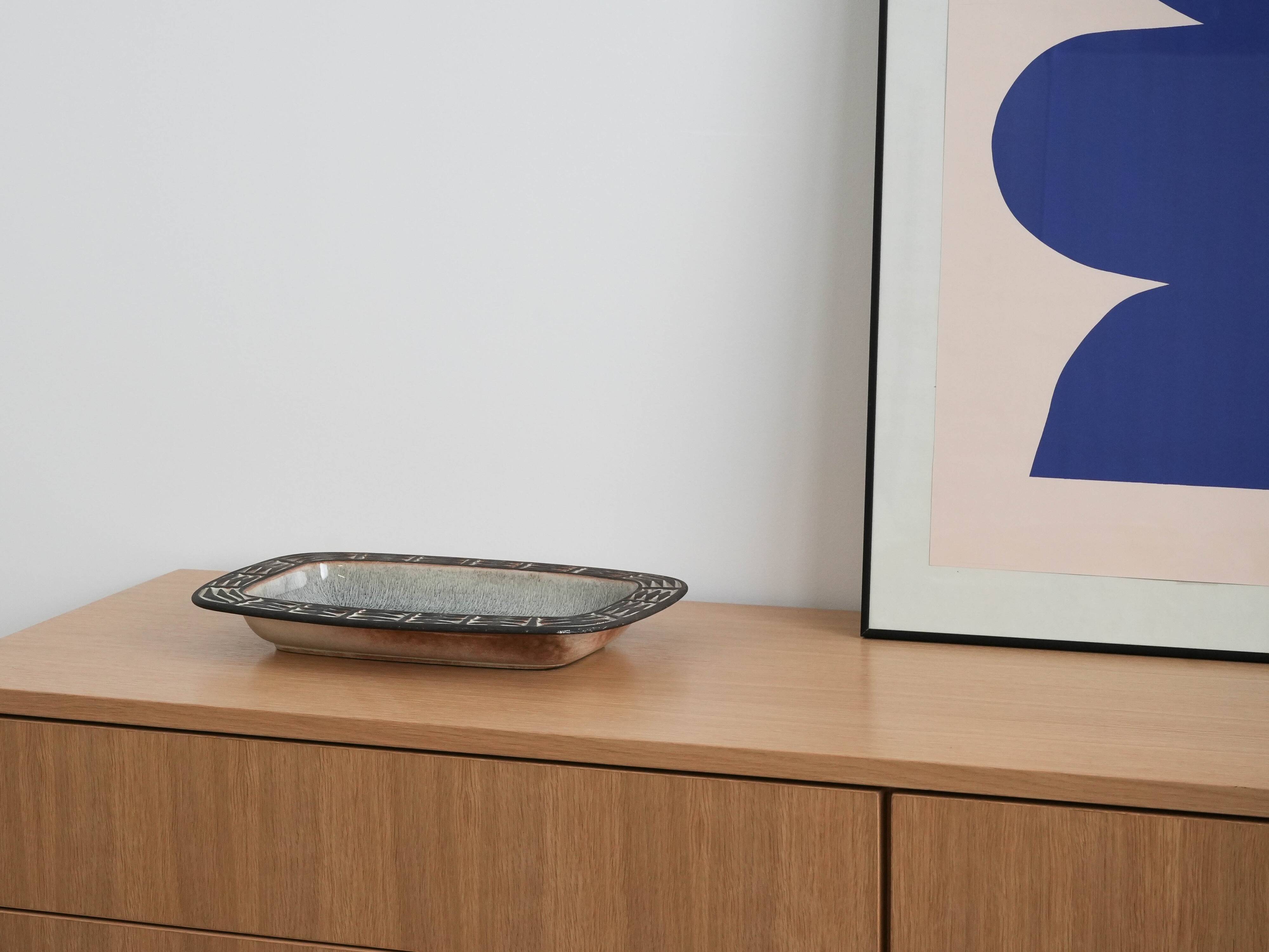 Ceramic platter, Danish design, 1960s, manufactured by Frank Keramik
