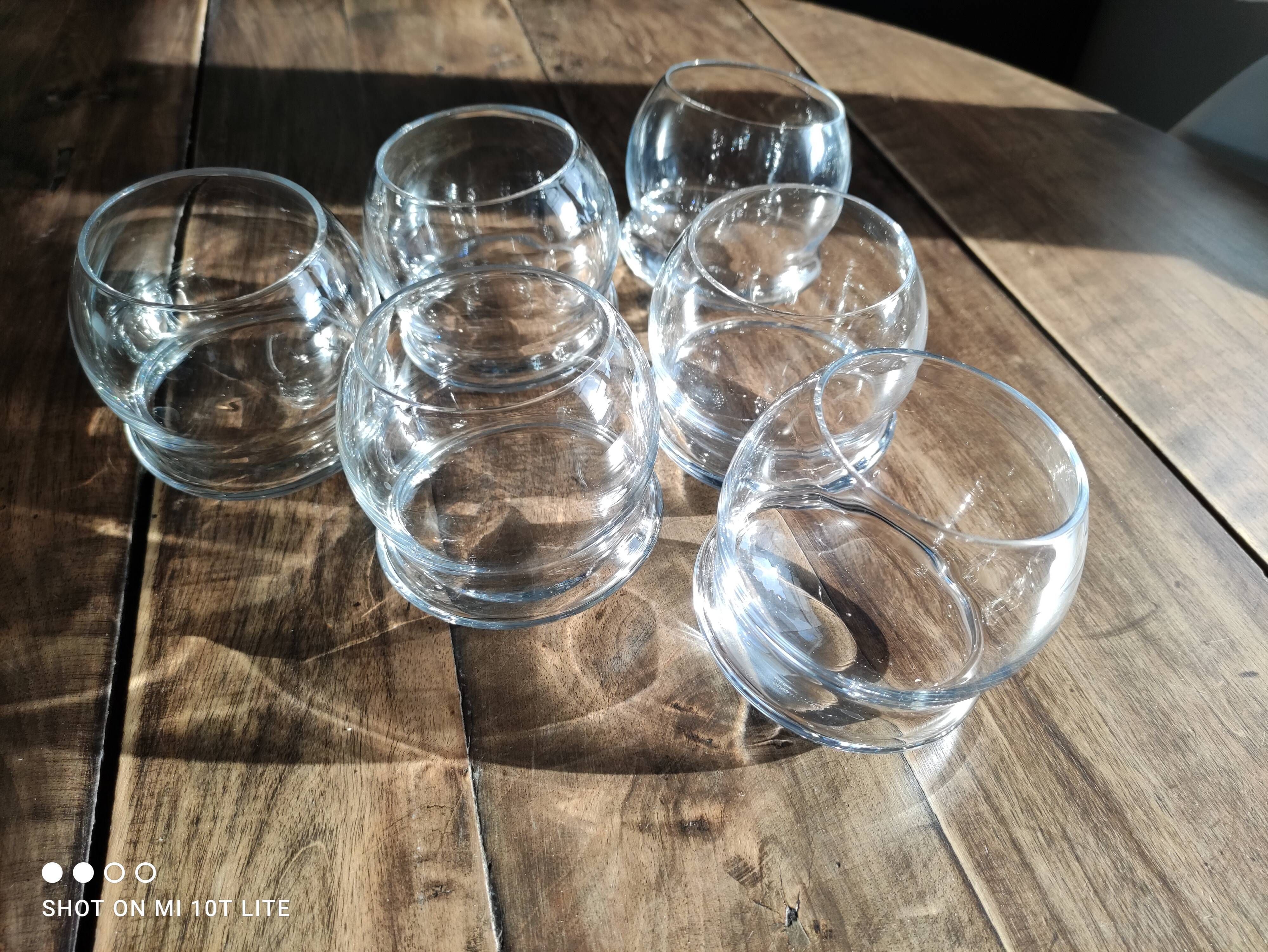 Set of 6 vintage culbuto glass whiskey glasses