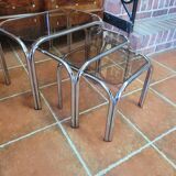Chrome and smoked glass nesting table from the 70s