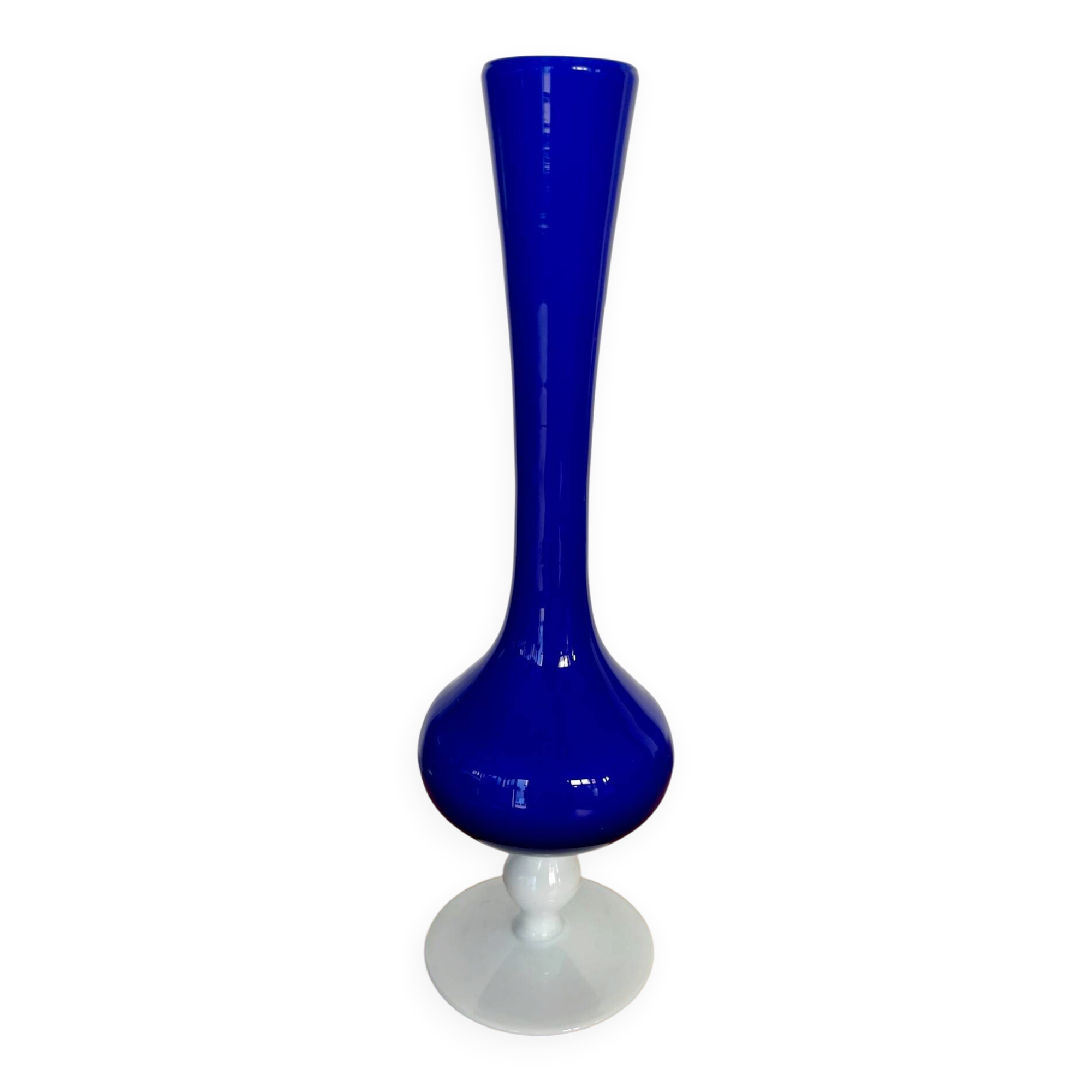 Vintage royal blue and white opaline soliflore vase