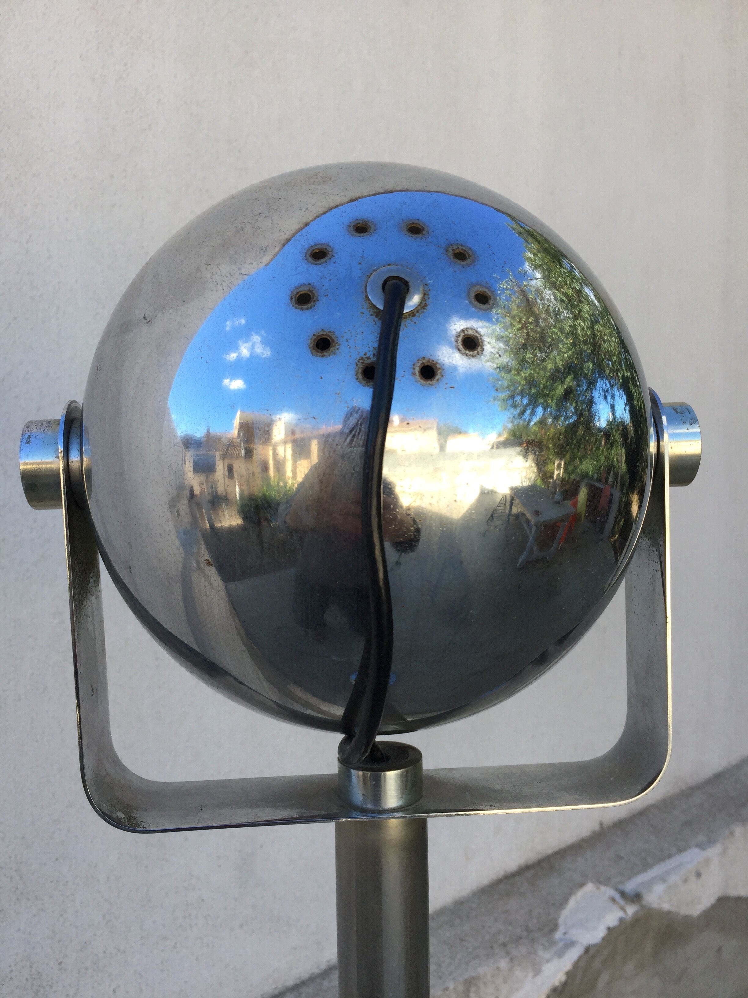 Lamp ball on feet in chromed metal years 60/70