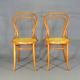 2 Chaise bistrot cannées N°14 de Joseph Hofmann "teinte merisier"