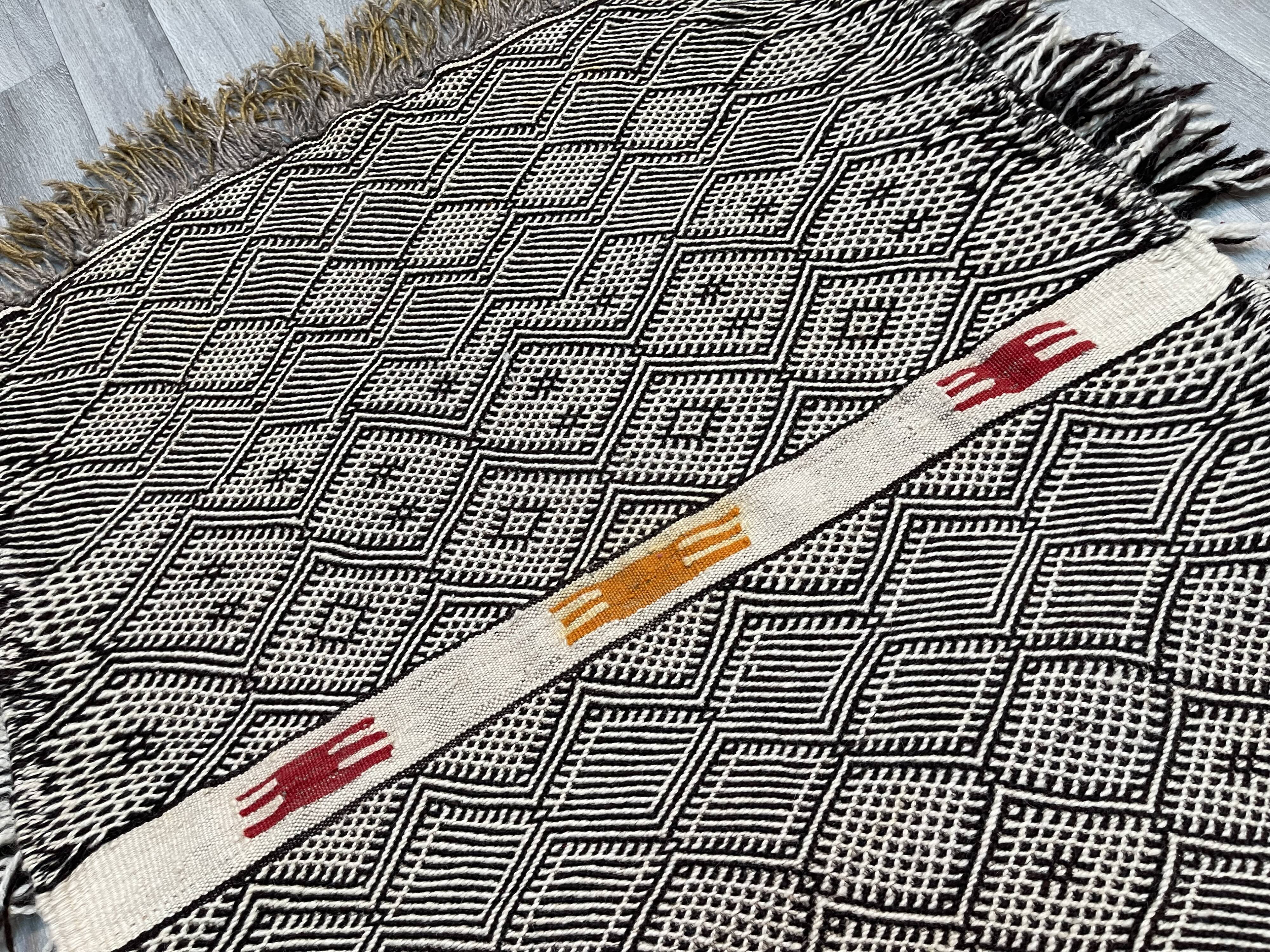 Small and famous Berber Zanafi rug, Taznakht handwoven, wool rug