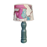 Lampe pied bois ébéniste abat jour tissus créateur