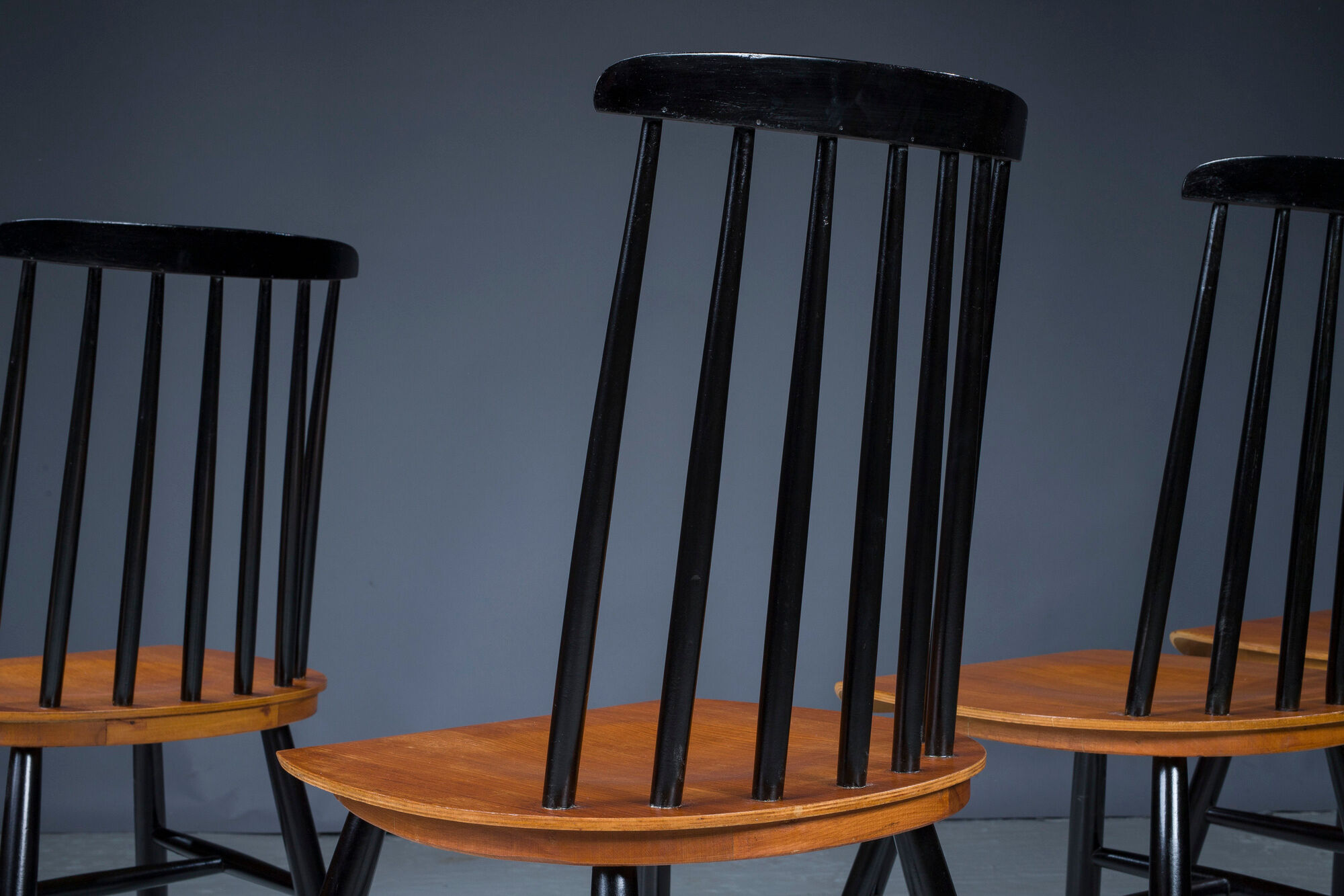 French Fanett Beech and Teak Chairs by Ilmari Tapiovaara, 1960s, Set of 6