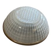 Small round ceiling light fixture in glass and aluminium, vintage design.