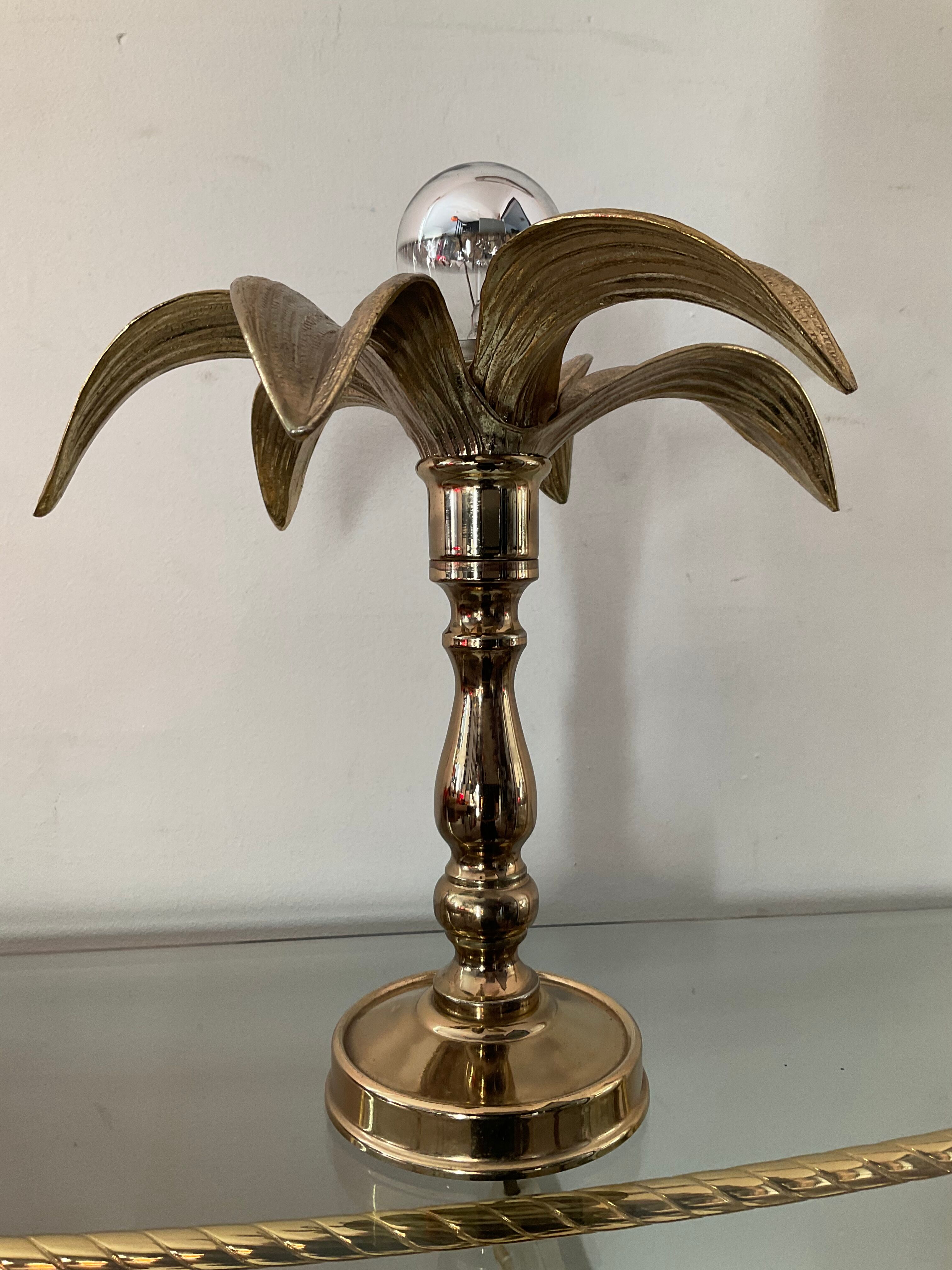Golden palm lamp from the 70s