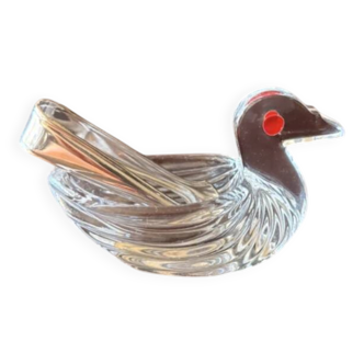 Table sugar bowl in cut crystal shaped like a water bird.