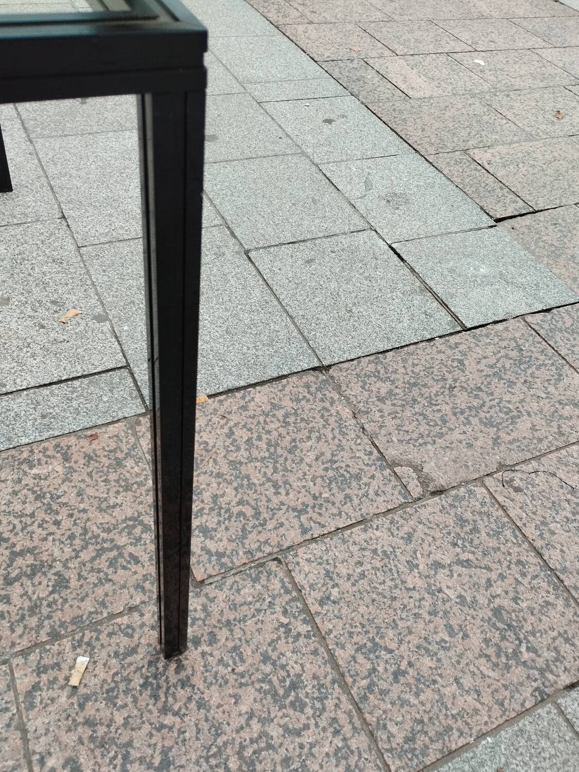 Old console with vintage glass top