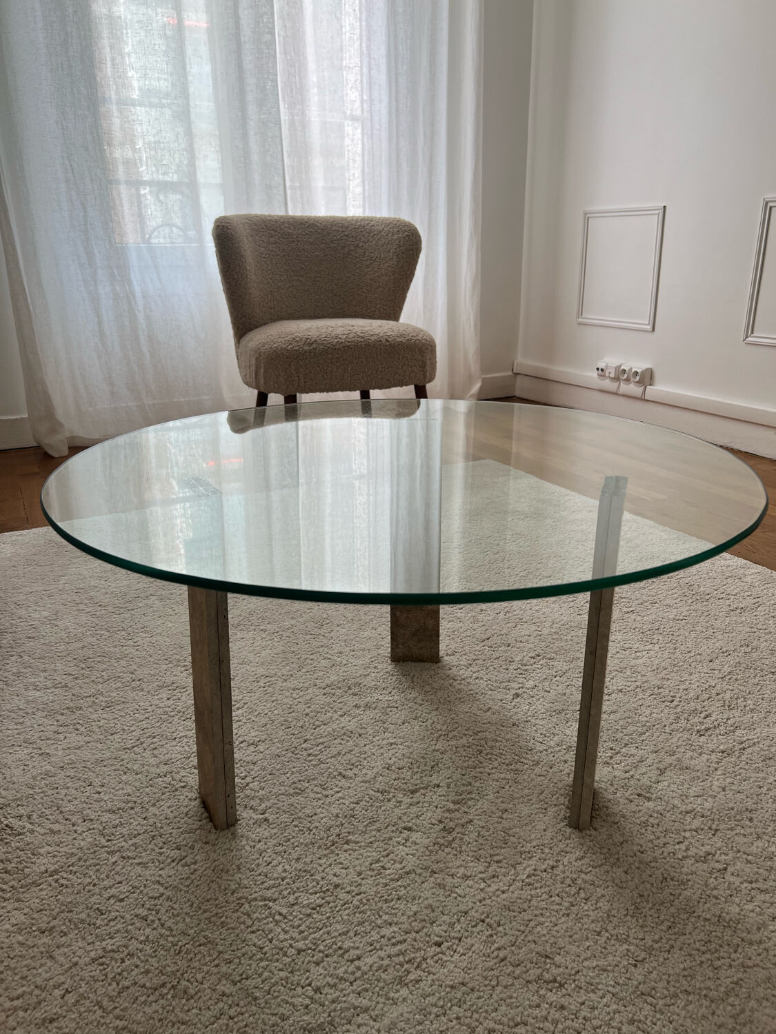 Travertine coffee table and glass
