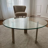 Travertine coffee table and glass