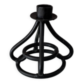 Bougeoir en fer forgé noir vintage – Design brutaliste sculptural