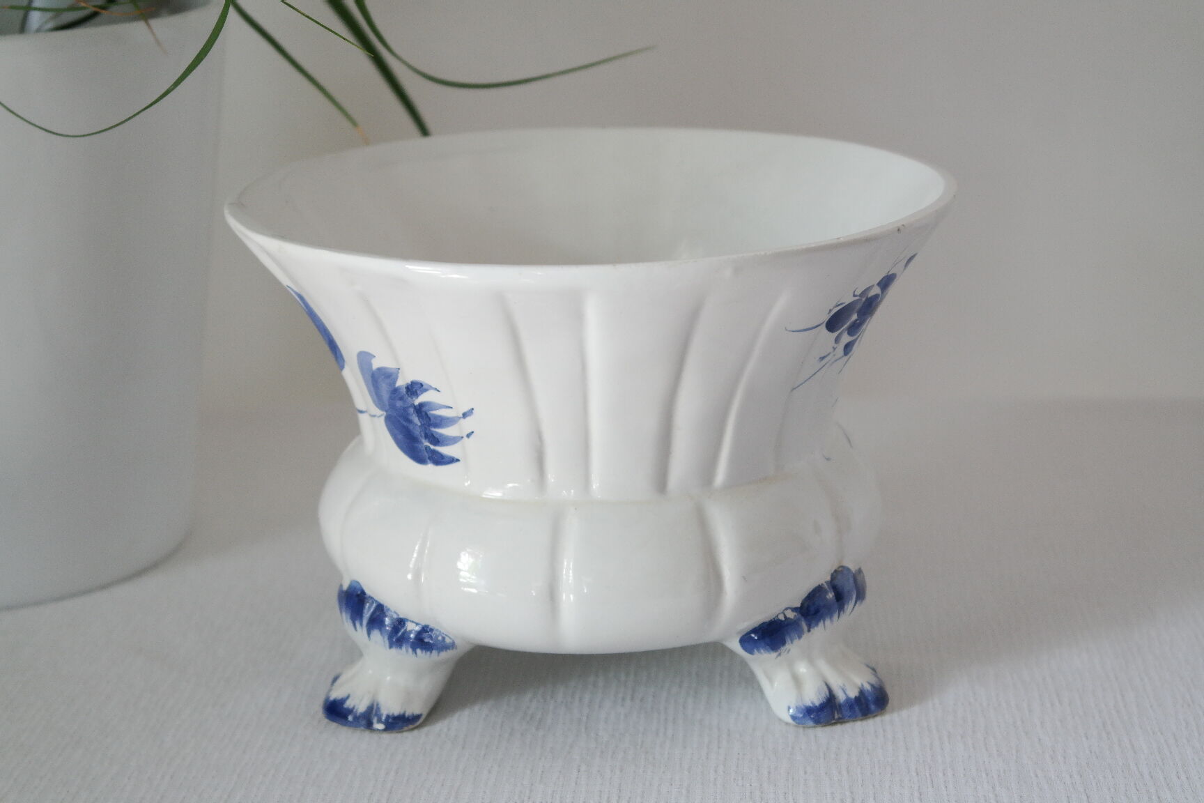 Cache pot céramique faïence  bleu delft