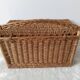 Old toy box in rattan, wicker, bench, end of bed
