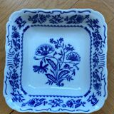 Square blue and white Czech porcelain salad bowl