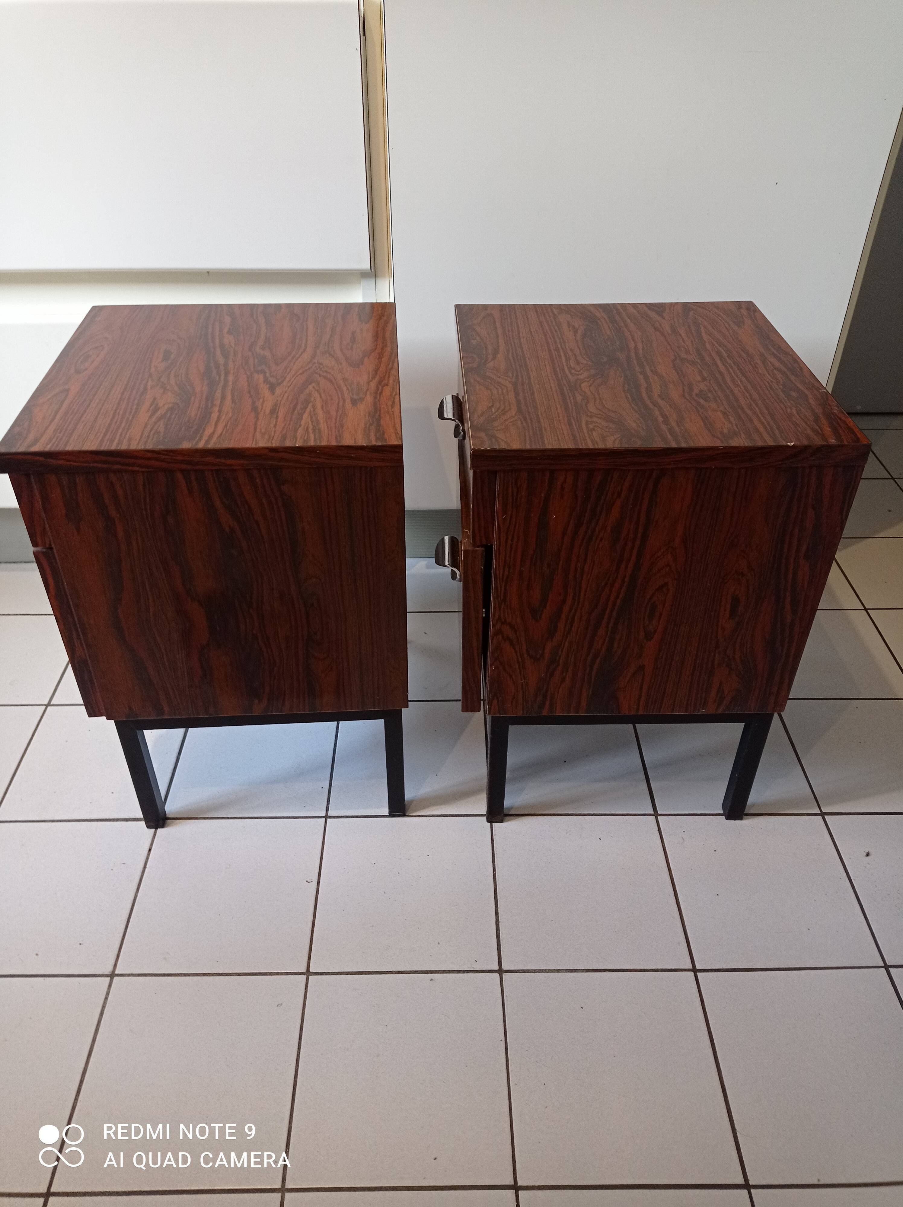 Pair of bedside tablesn end of vintage formica sofa