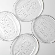 Set of 4 Vintage Kosta Boda Glass Oval Dinner Fish Plates / Sweden / 1970s