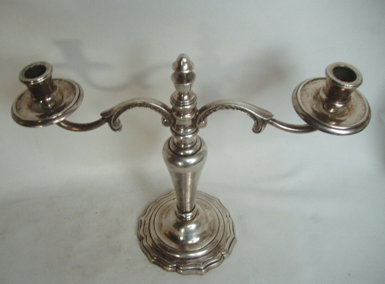Candle holder 2 english branches in silver metal early twentieth century