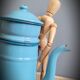 Cafetière émaillée bleue