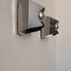 Pair of vintage geometric wall lights in chrome metal, France 1970.