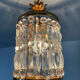 Lustre vintage lanterne doré à pampilles
