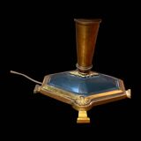 Bouillotte lamp without shade in black and gold metal