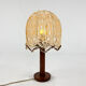 Lampe de table avec base en chêne et abat-jour en macramé, années 1960